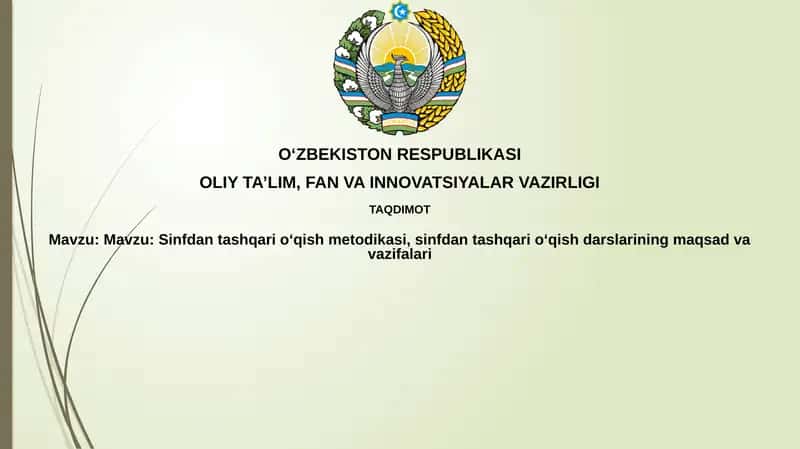 Sinfdan tashqari o'qish metodikasi 1