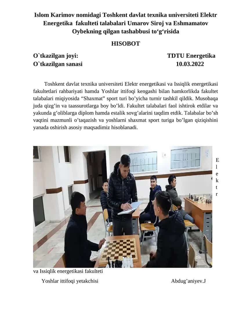 "Shaxmat" sport turi turniri 1