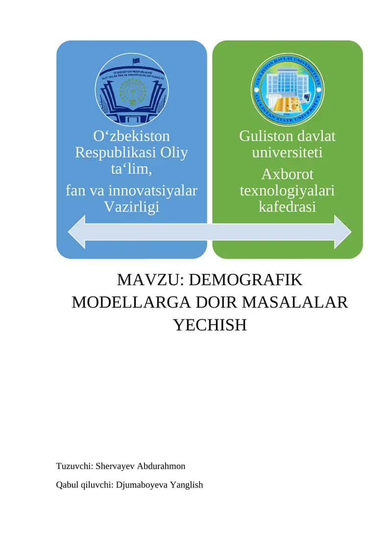 DEMOGRAFIK MODELLARGA DOIR MASALALAR YECHISH 1
