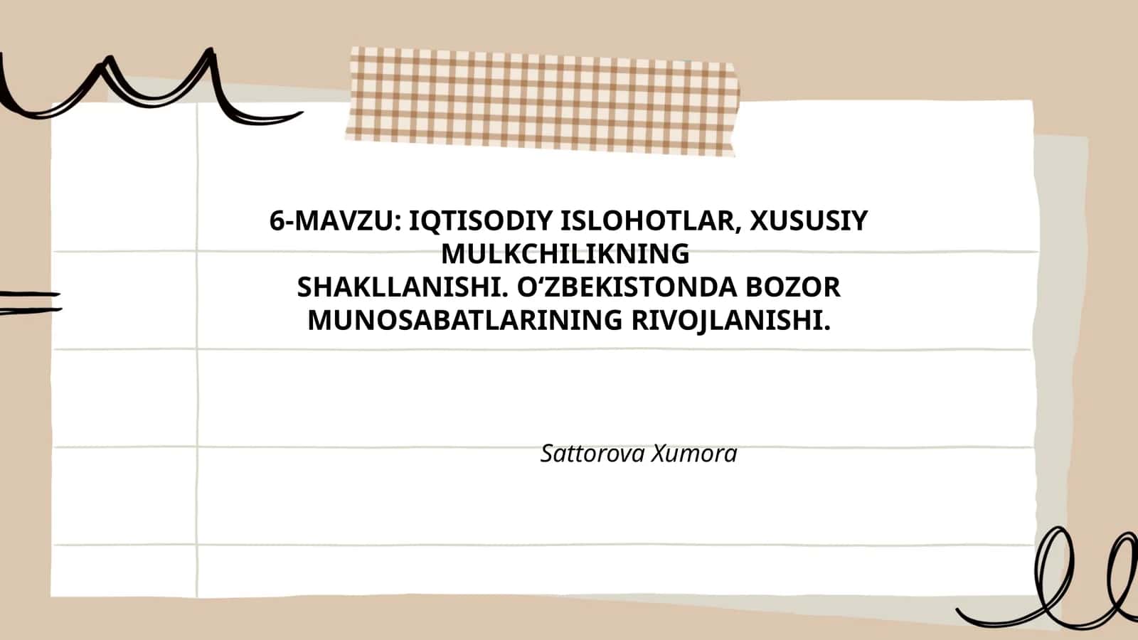 IQTISODIY ISLOHOTLAR, XUSUSIY MULKCHILIKNING SHAKLLANISHI 1