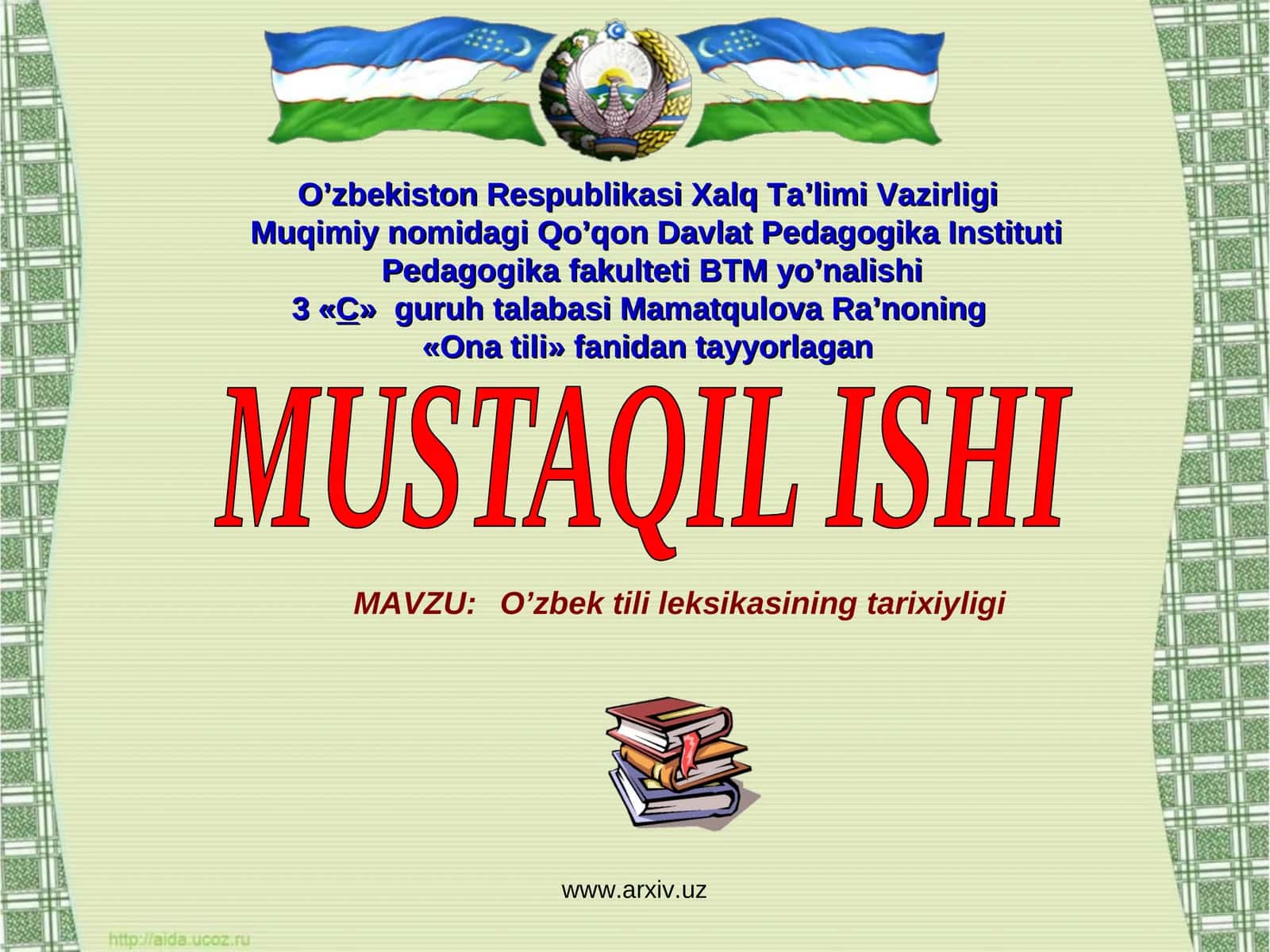 O’zbek tili leksikasining tarixiyligi 1
