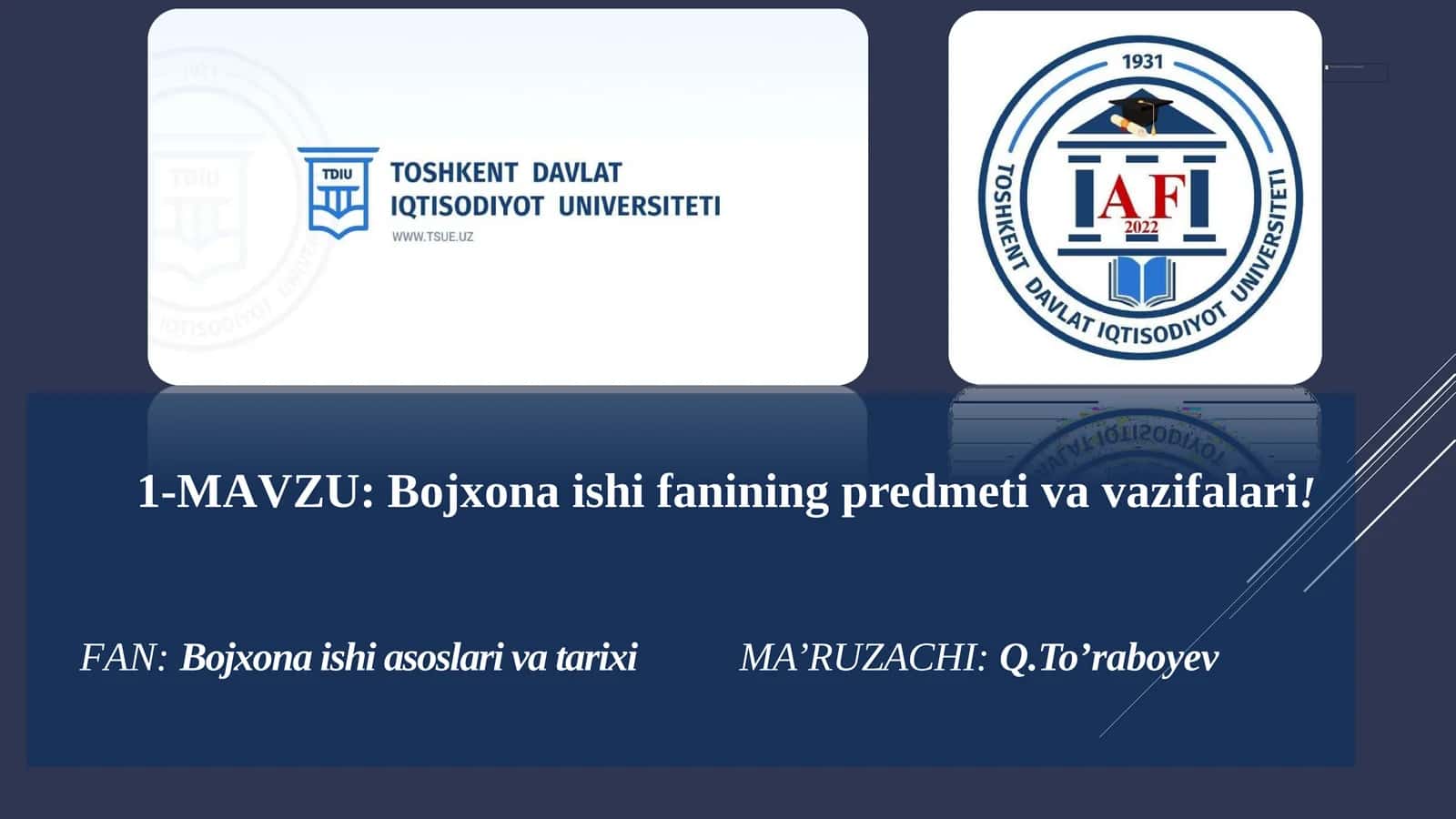 Bojxona ishi fanining predmeti va vazifalari 1