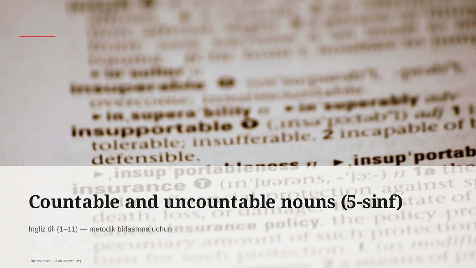 Countable and uncountable nouns (5-sinf) 1