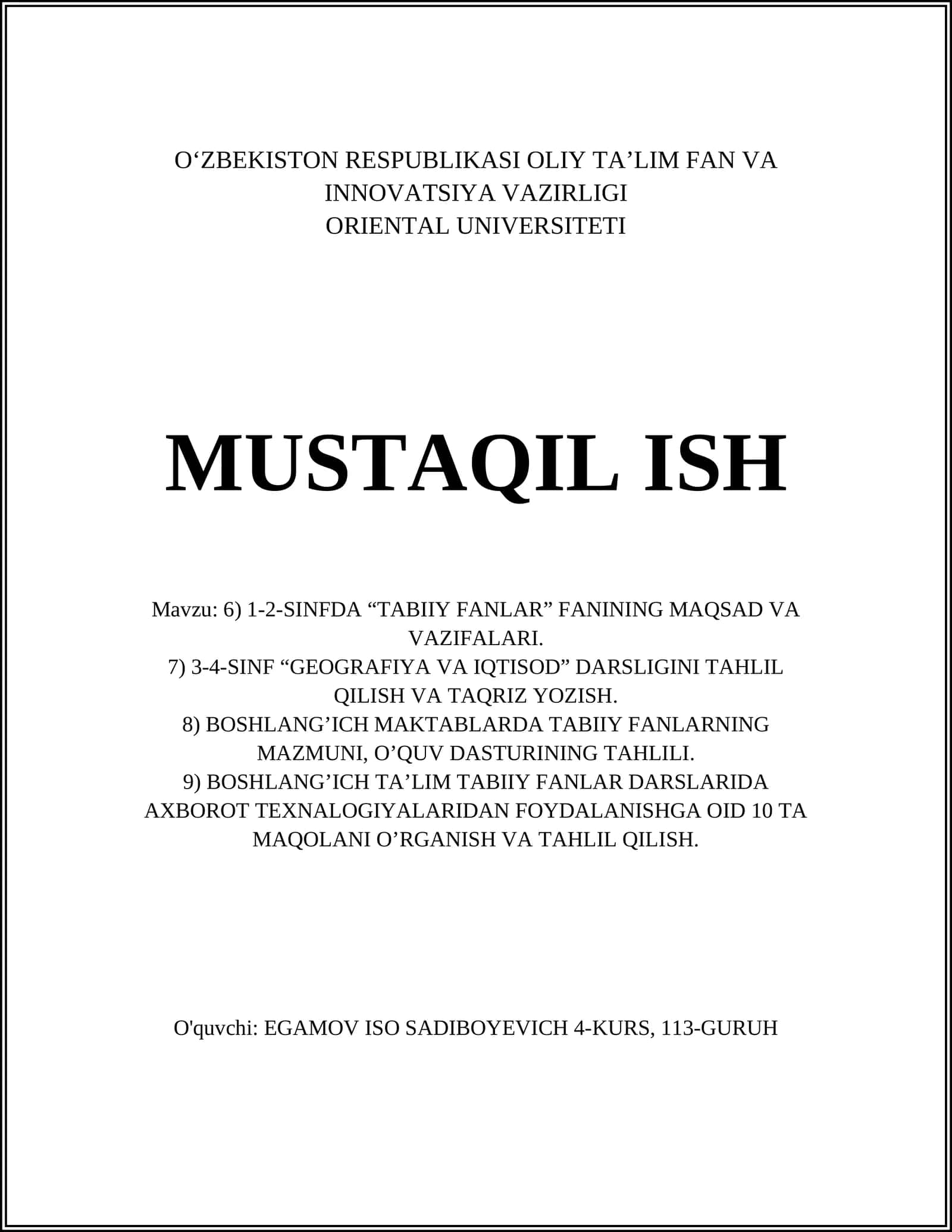 TABIIY FANLAR MAQSADLARINING O‘QUVCHILARGA ETKAZILISHI 1