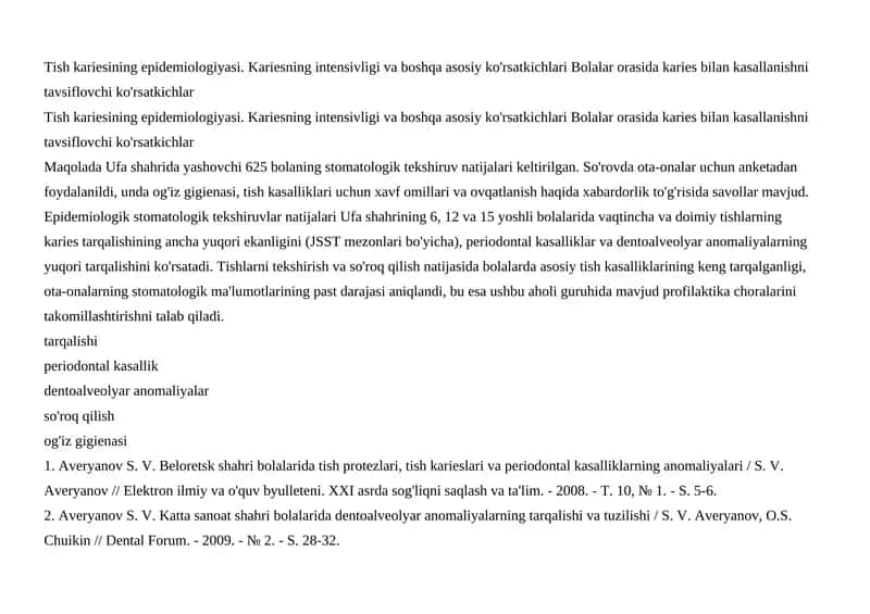 Tish kariesining epidemiologiyasi 1