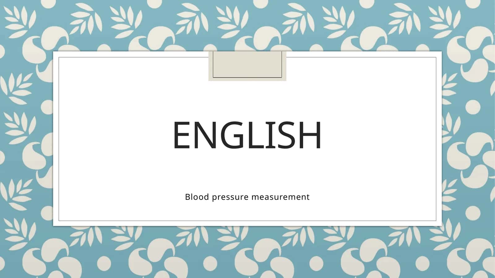 Blood pressure measurement 1