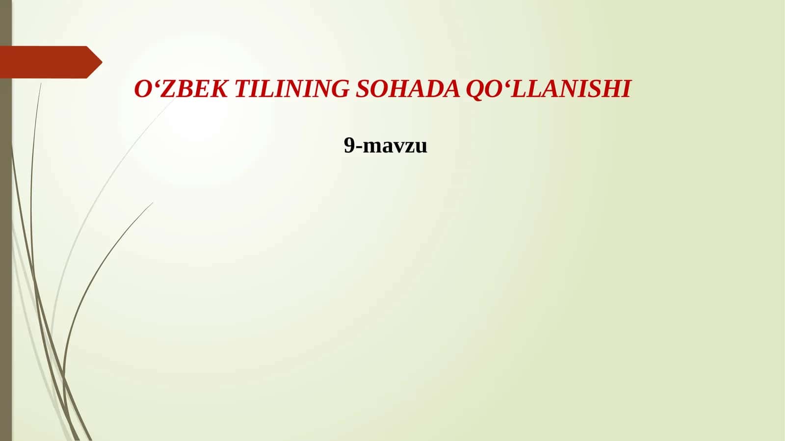 O‘ZBEK TILINING SOHADA QO‘LLANISHI9-mavzu 1