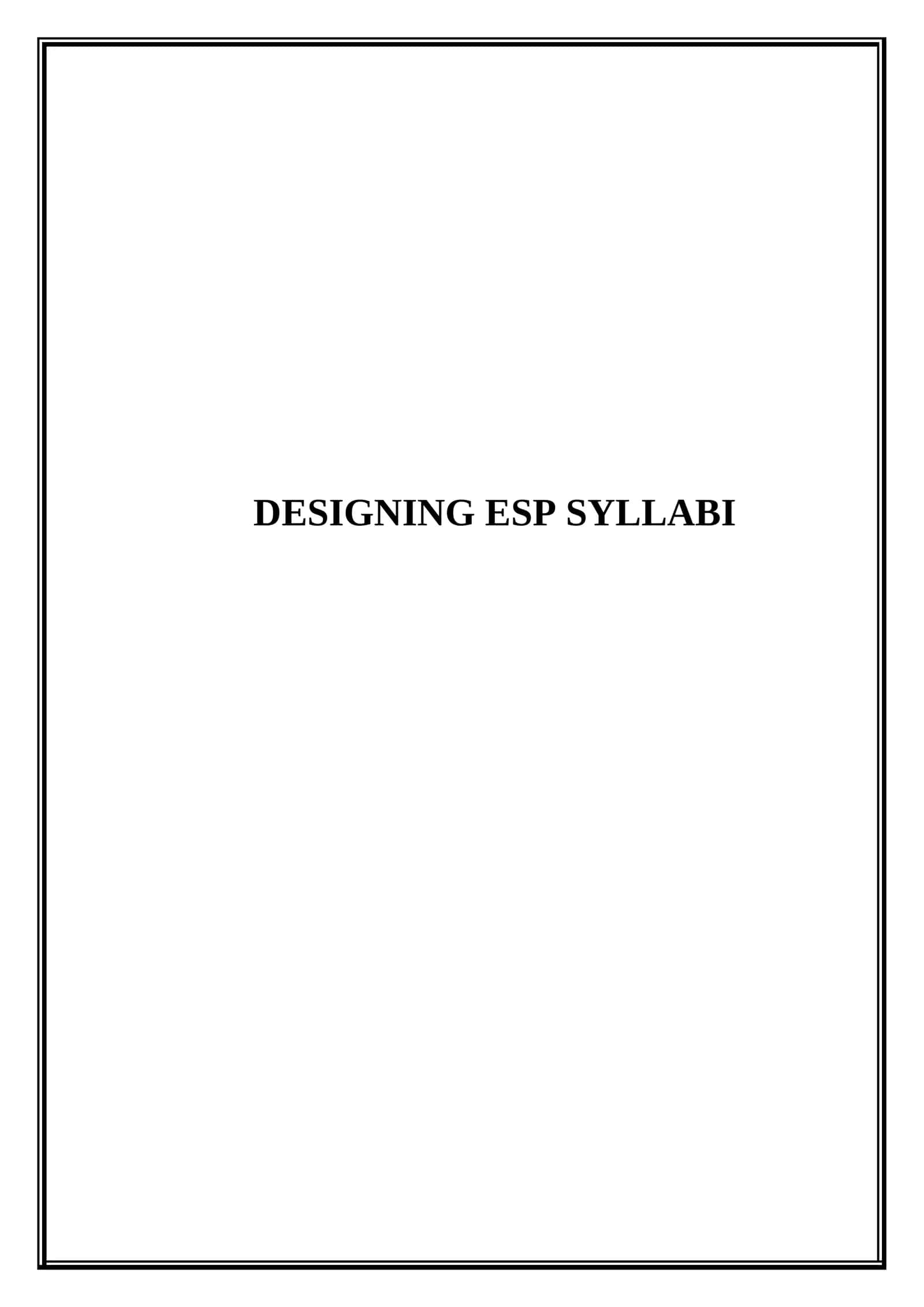 Designing ESP Syllabi 1
