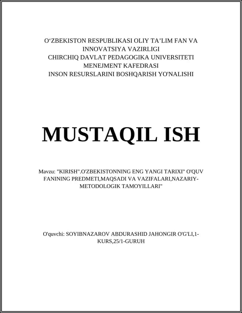 O'zbekistonning eng yangi tarixi 1