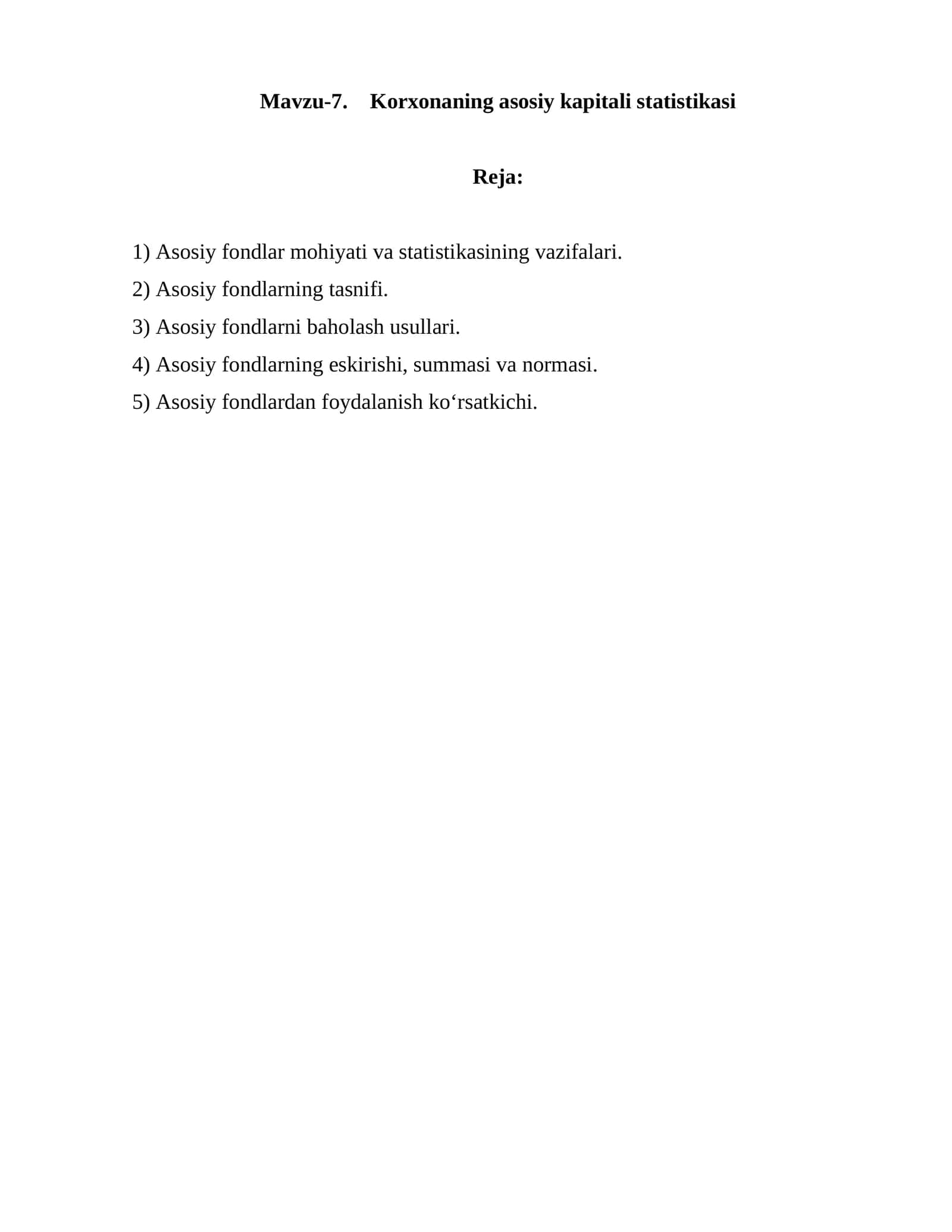 Korxonaning asosiy kapitali statistikasi 1