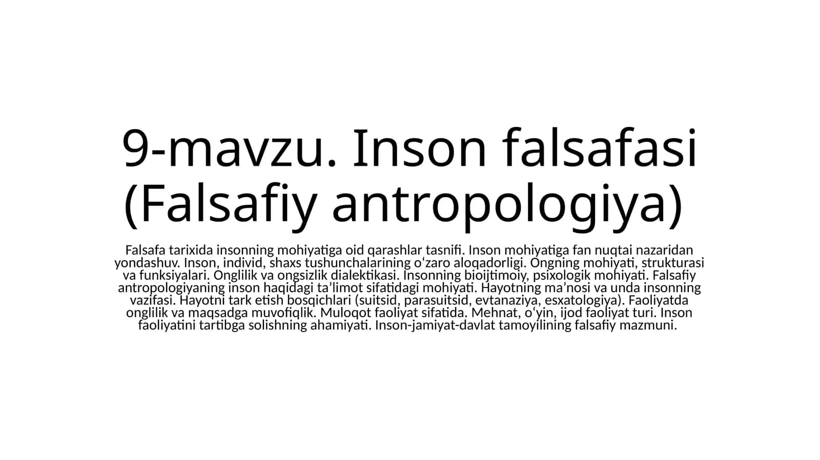 Insonfalsafasi (Falsafiyantropologiya) 1