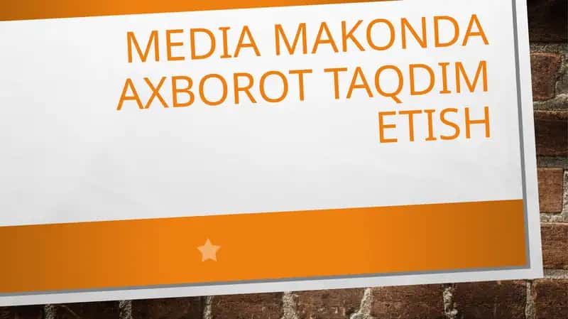 Media makonda axborot taqdim etish 1