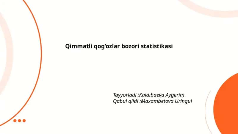 Qimmatli qog‘ozlar bozori statistikasi 1