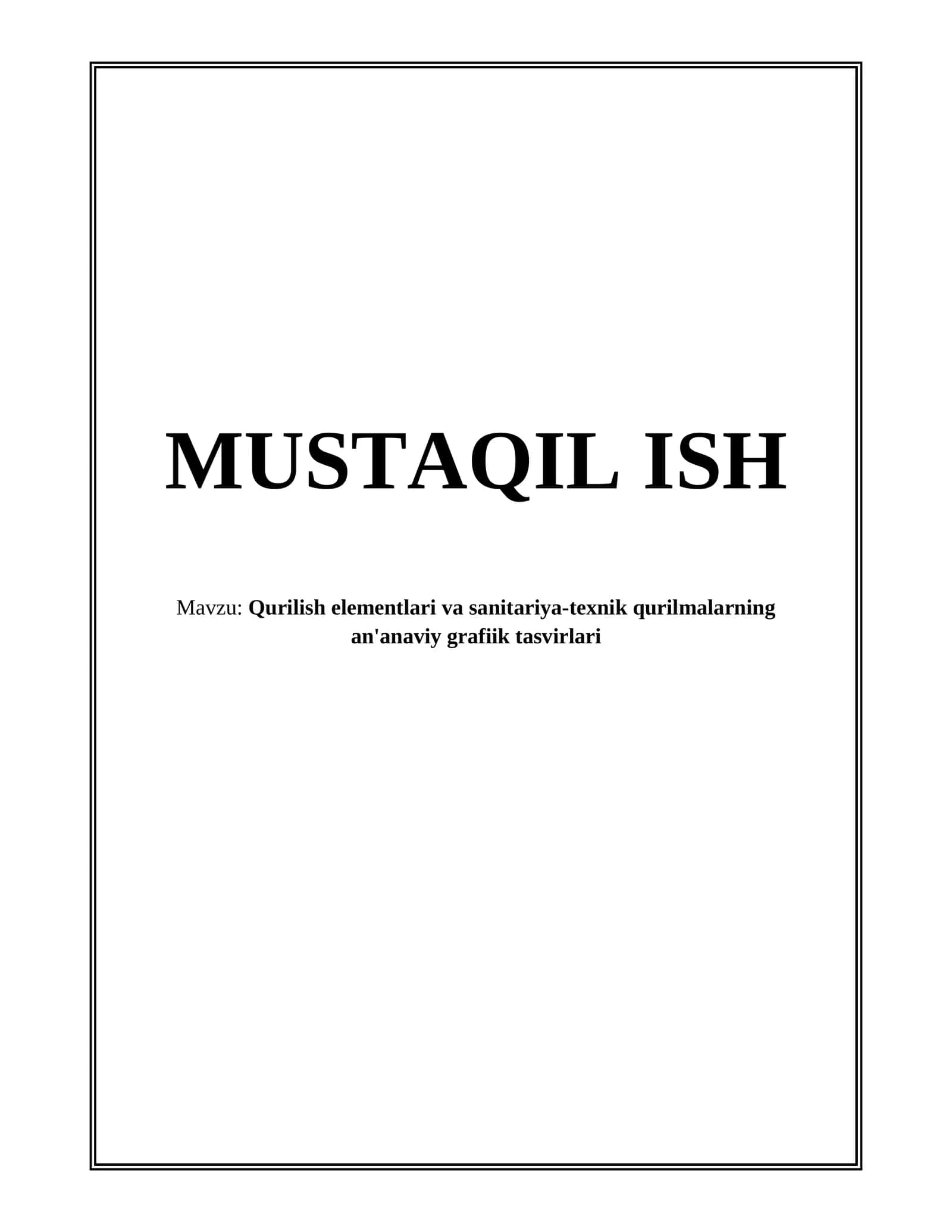 Qurilish elementlari va sanitariya-texnik qurilmalarning an'anaviy grafiik tasvirlari 1