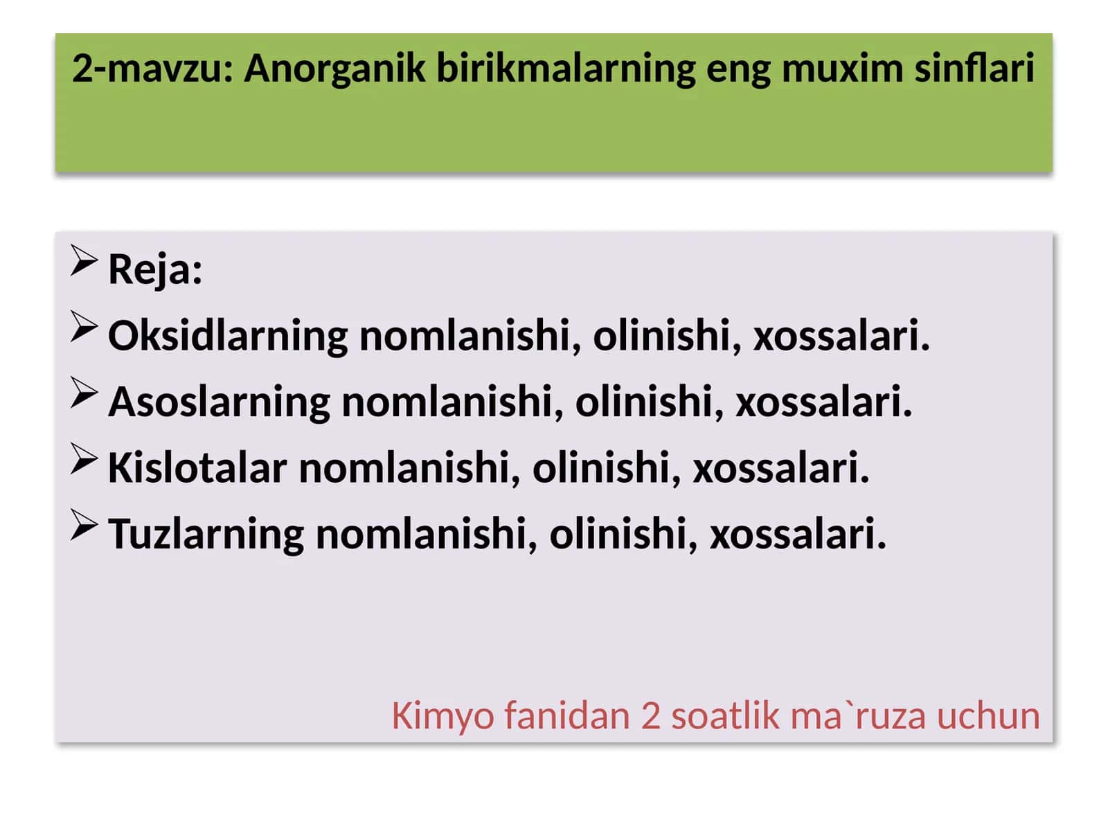 Anorganik birikmalarning eng muxim sinflari 1