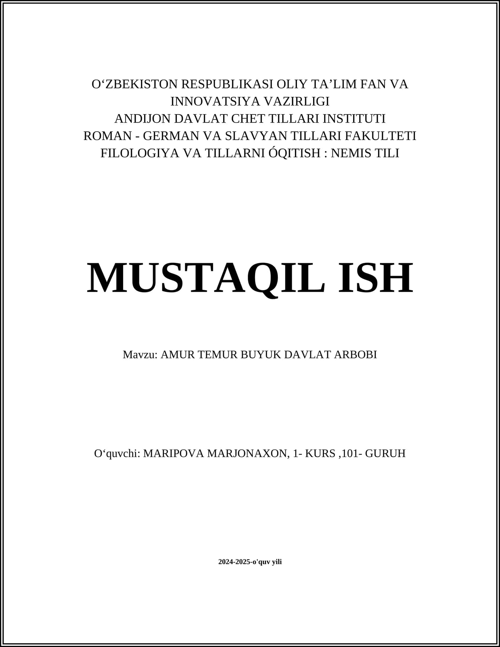 AMUR TEMUR BUYUK DAVLAT ARBOBI 1