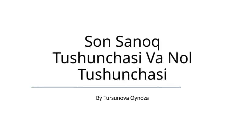 Son Sanoq Tushunchasi Va Nol Tushunchasi 1