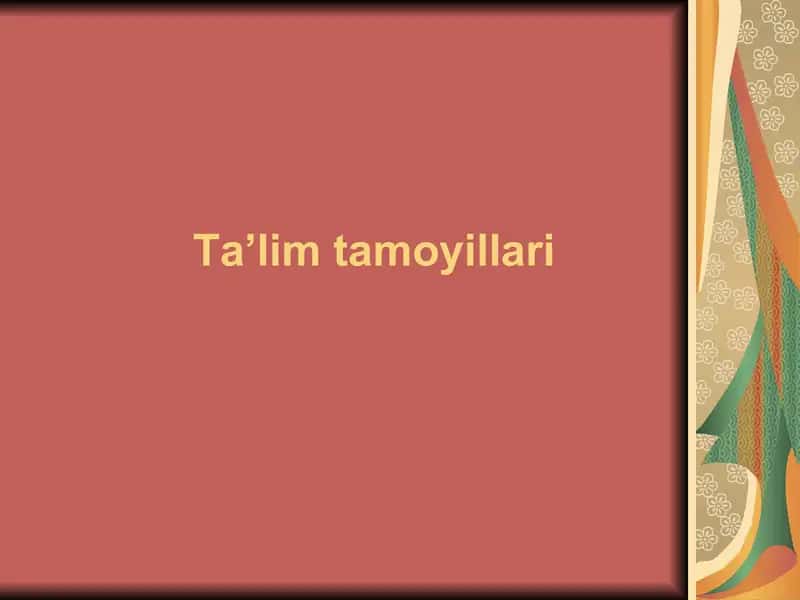 Ta’lim tamoyillari 1