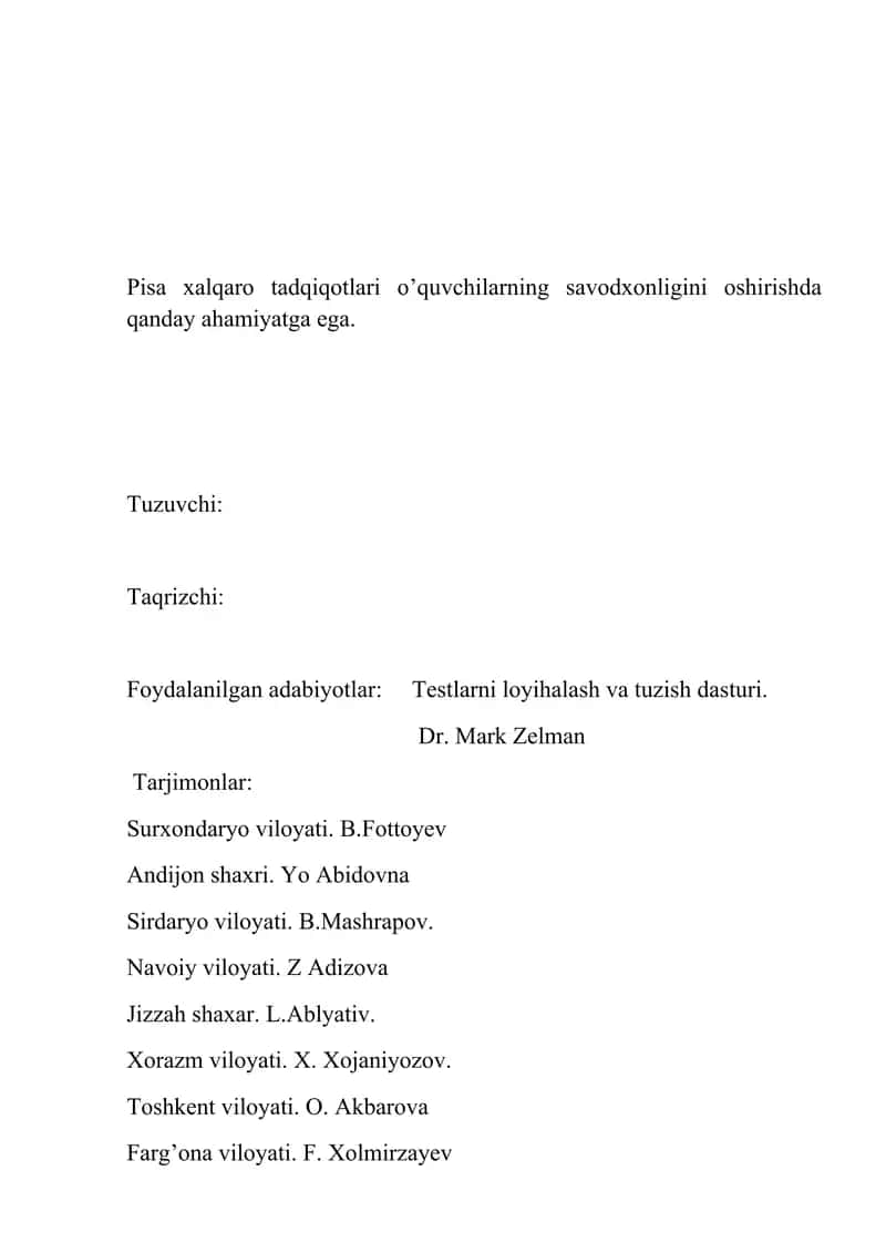 PISA xalqaro tadqiqotlari 1