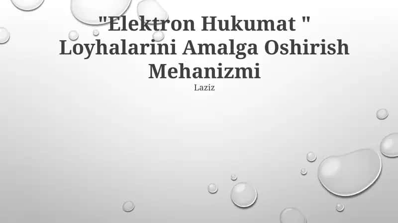 Elektron Hukumat " Loyhalarini Amalga Oshirish Mehanizmi 1