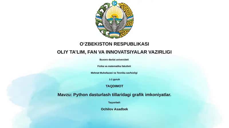 Python dasturlash tillaridagi grafik imkoniyatlar 1