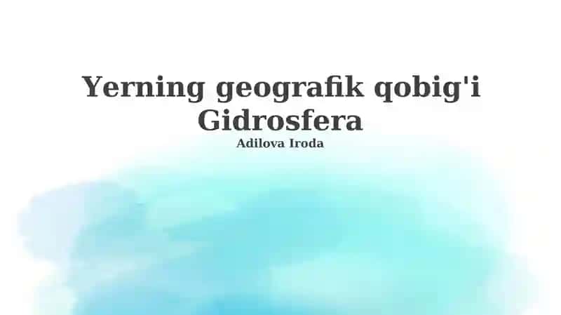 Yerning geografik qobig'i Gidrosfera
