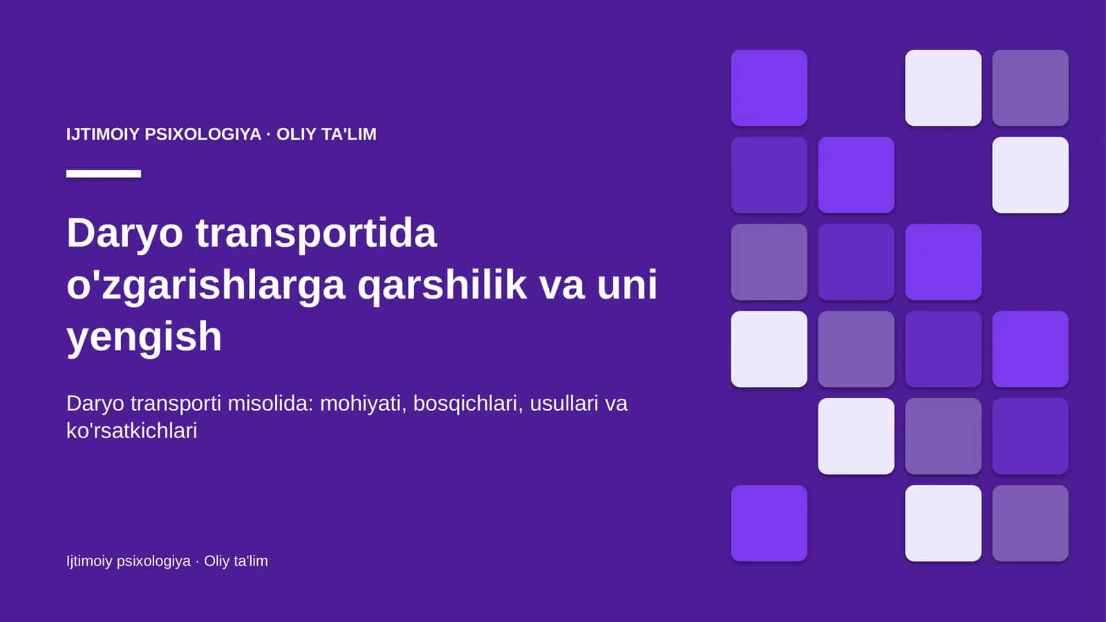 Daryo transportida o'zgarishlarga qarshilik va uni yengish 1