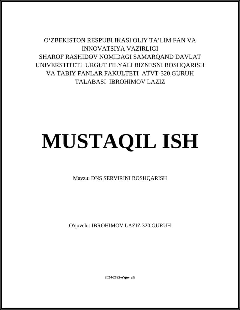 DNS SERVIRINI BOSHQARISH 1