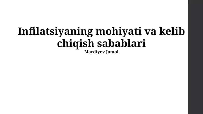 Inflatsiyaning mohiyati va kelib chiqish sabablari 1