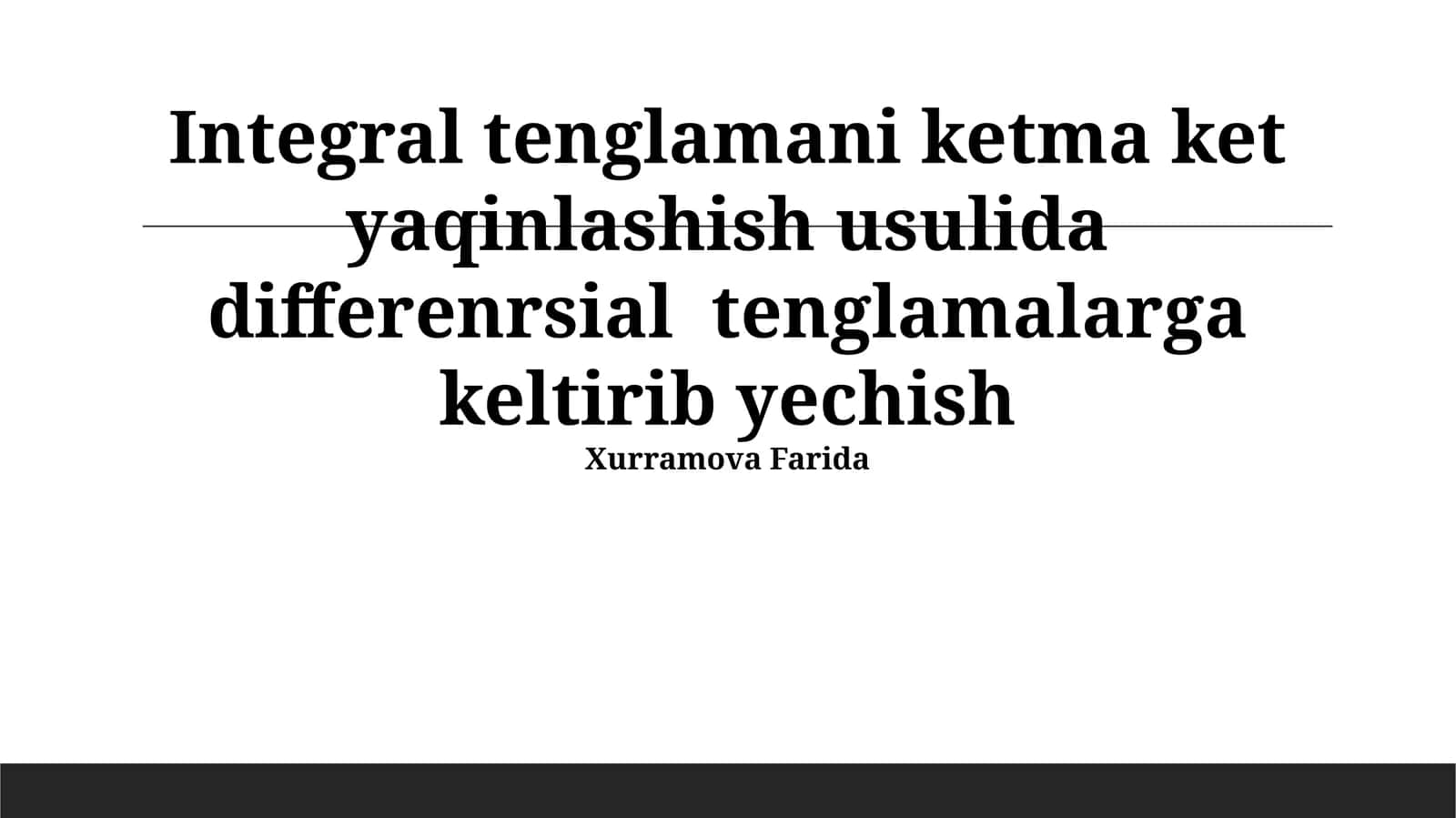Integral Tenglamalarni Differensial Tenglamalarga Qaytarish Usullari 1