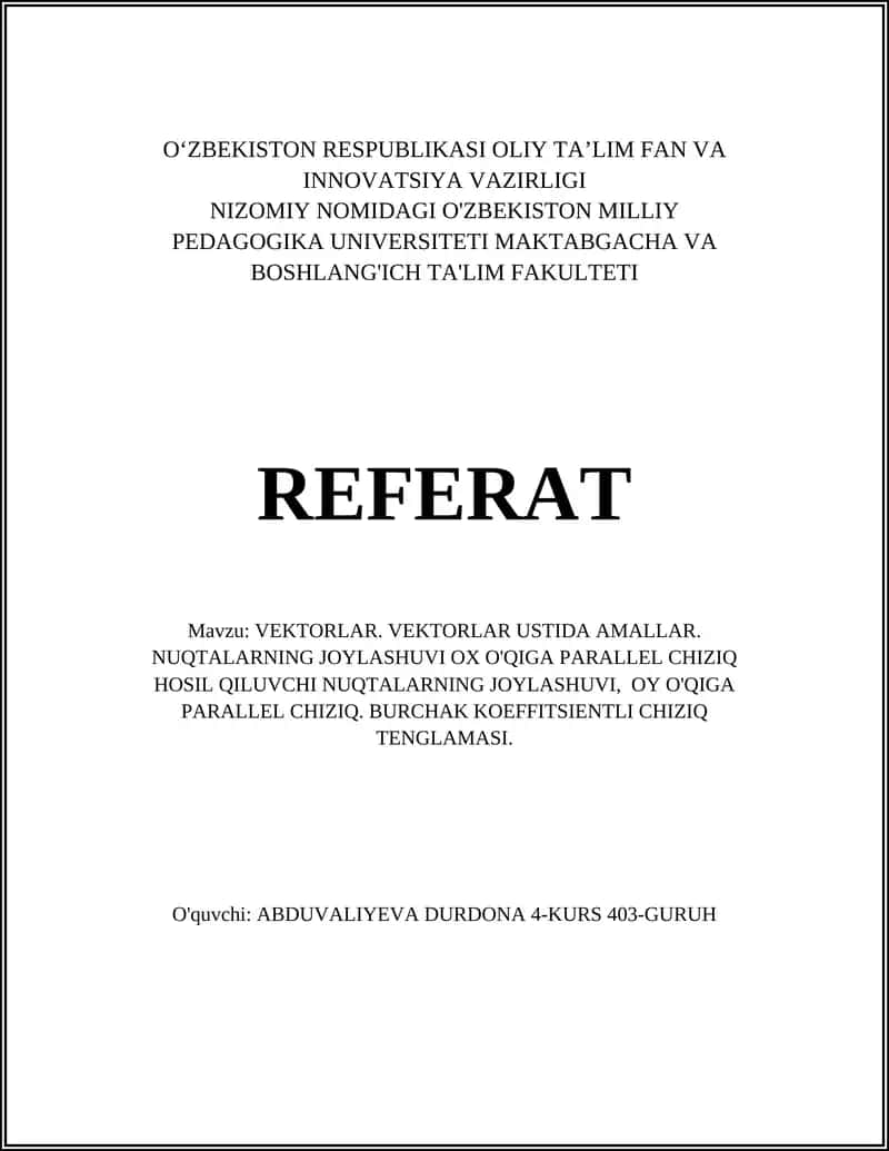 VEKTORLAR USTIDA AMALLAR 1