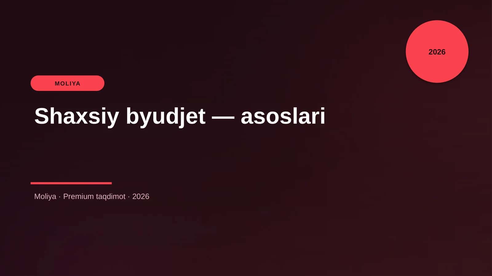 Shaxsiy byudjet — asoslari 1