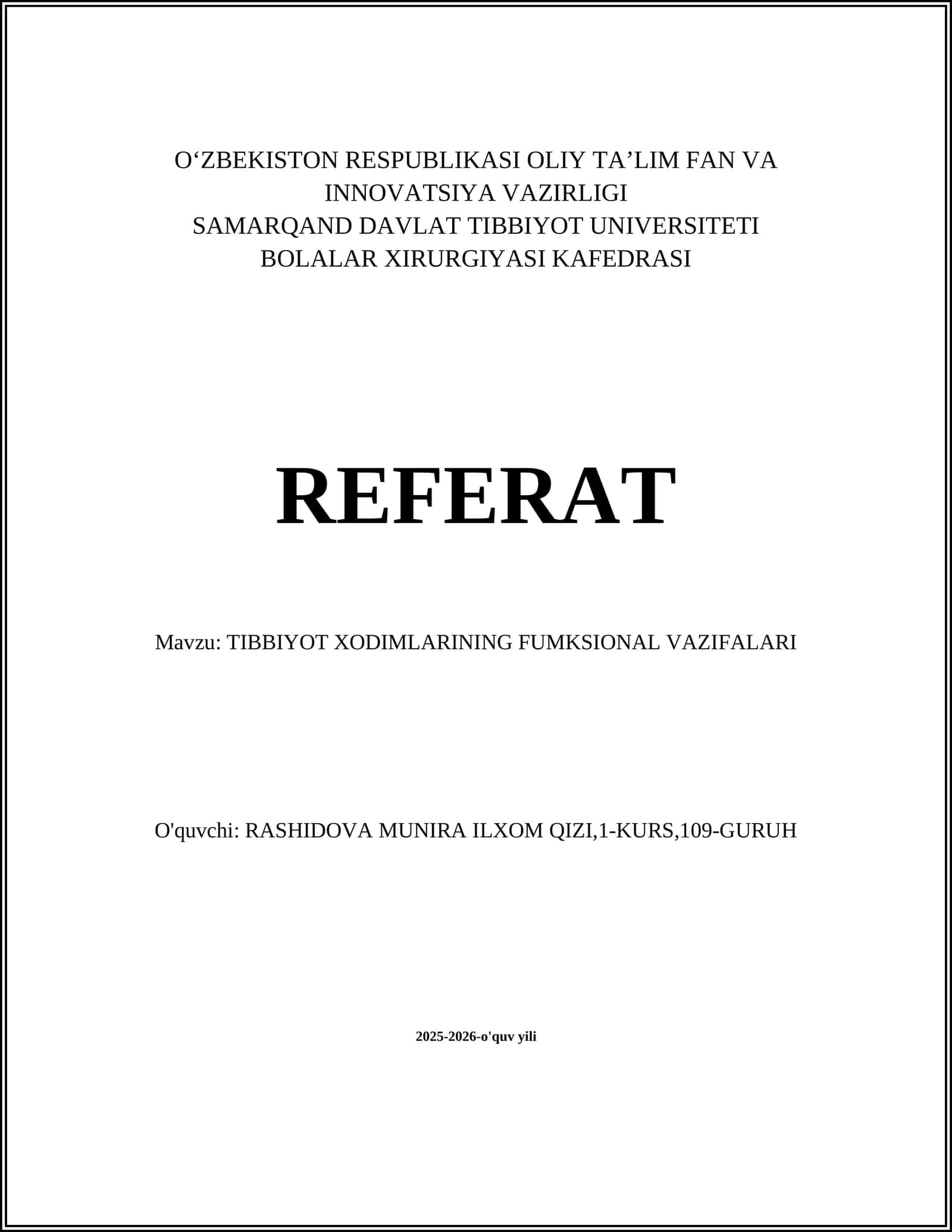 TIBBIYOT XODIMLARINING FUMKSIONAL VAZIFALARI 1