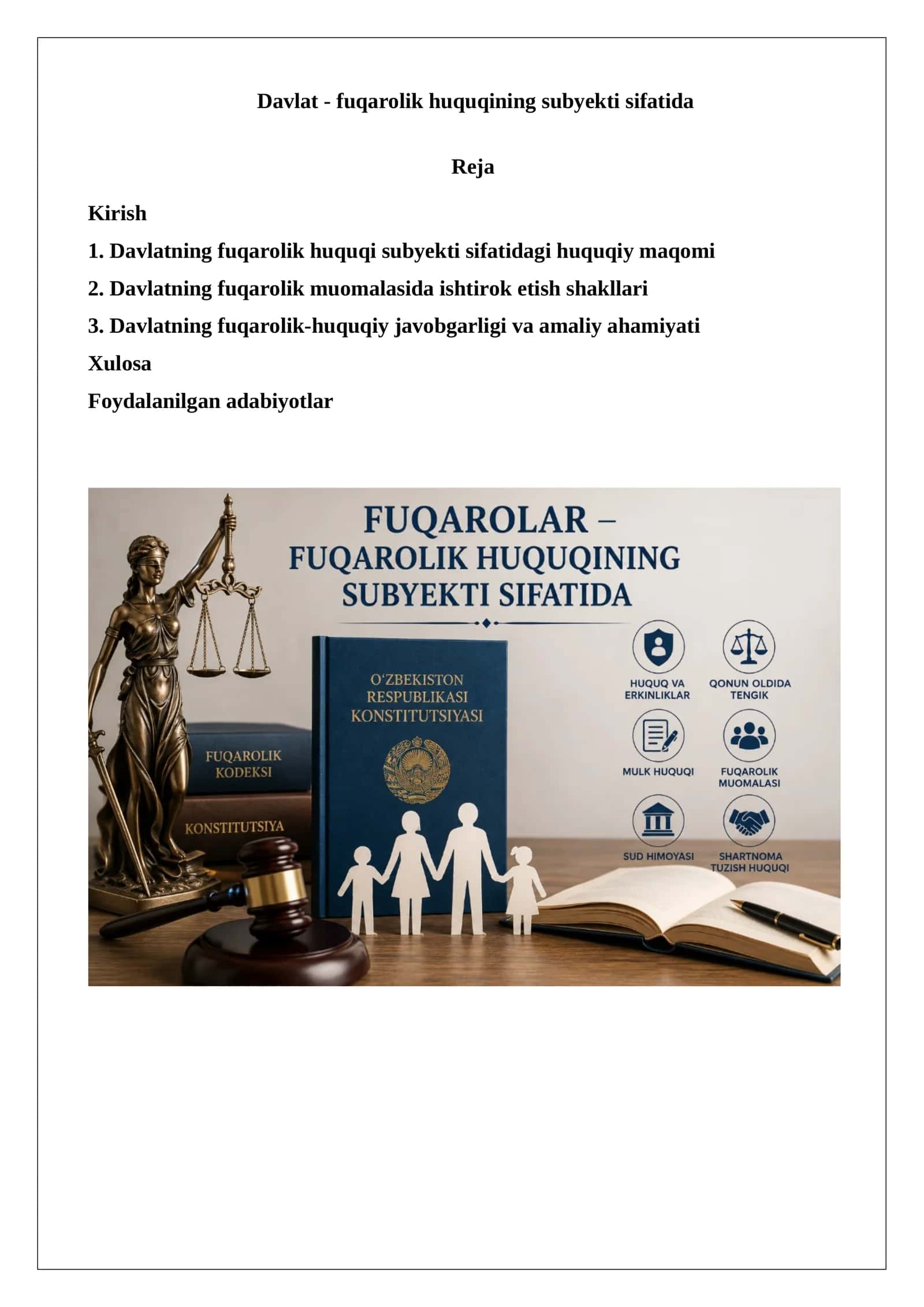 Davlat - fuqarolik huquqining subyekti sifatida 1