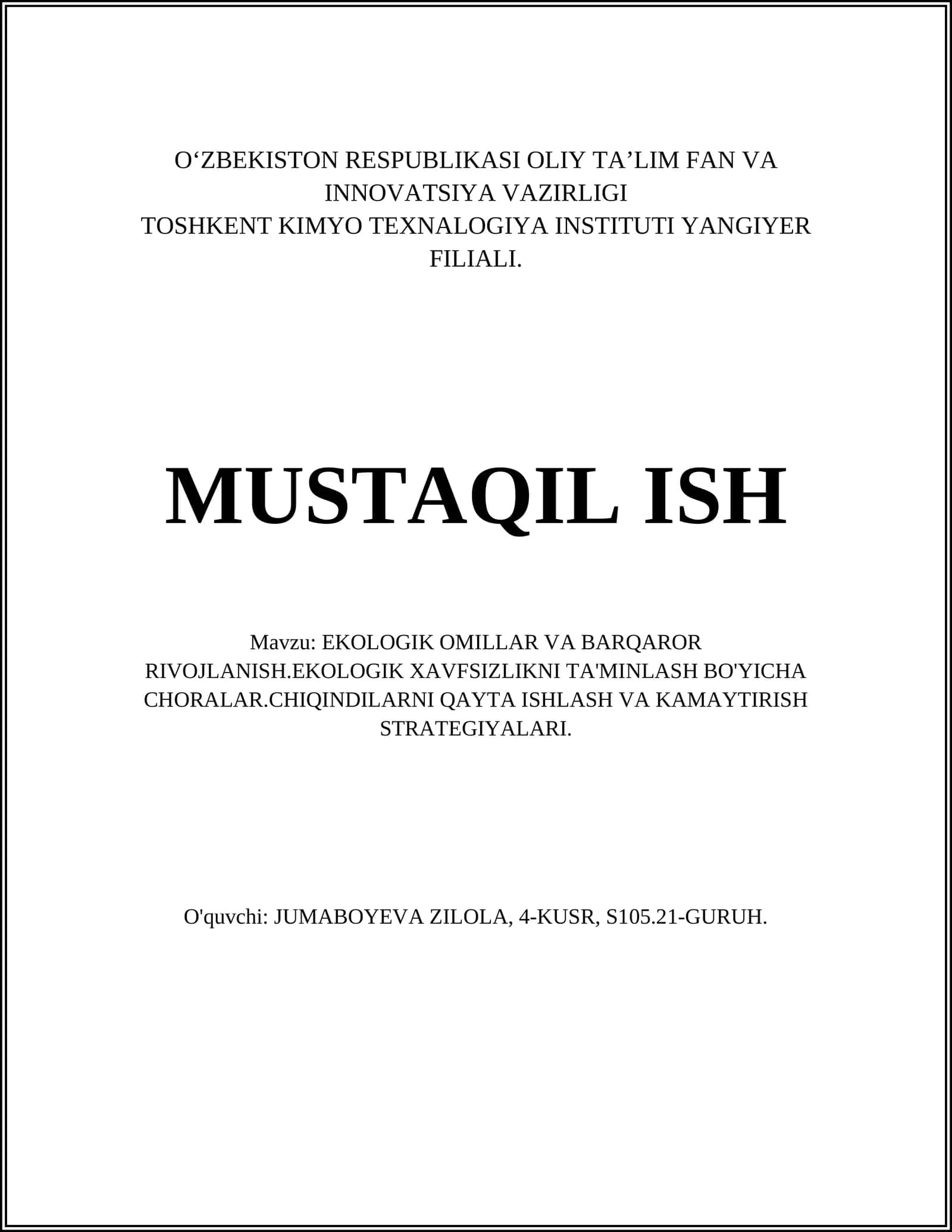 Ekologik omillar va barqaror rivojlanish 1