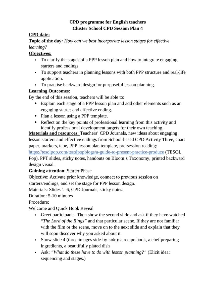 Cluster School CPD Session Plan 4 1