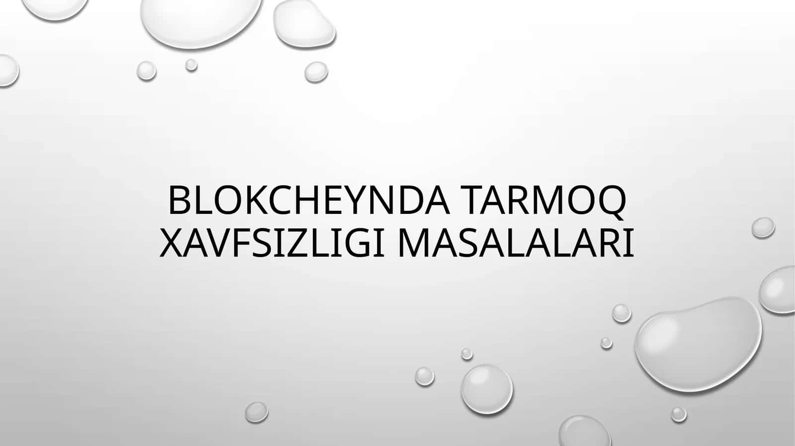 BLOKCHEYNDA TARMOQ XAVFSIZLIGI MASALALARI 1