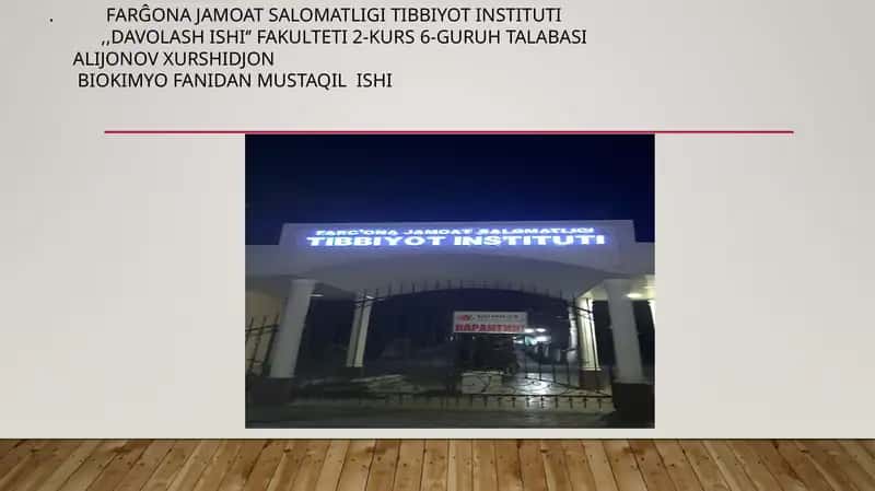 Farĝona Jamoatsalomatligi Tibbiyot instituti 1