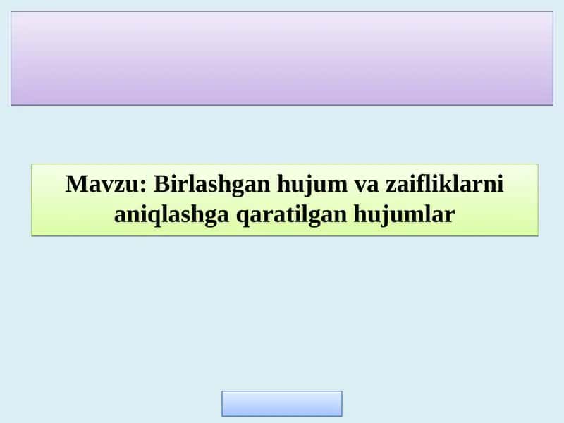 Mavzu: Birlashgan hujum va zaifliklarni aniqlashga qaratilgan hujumlar 1