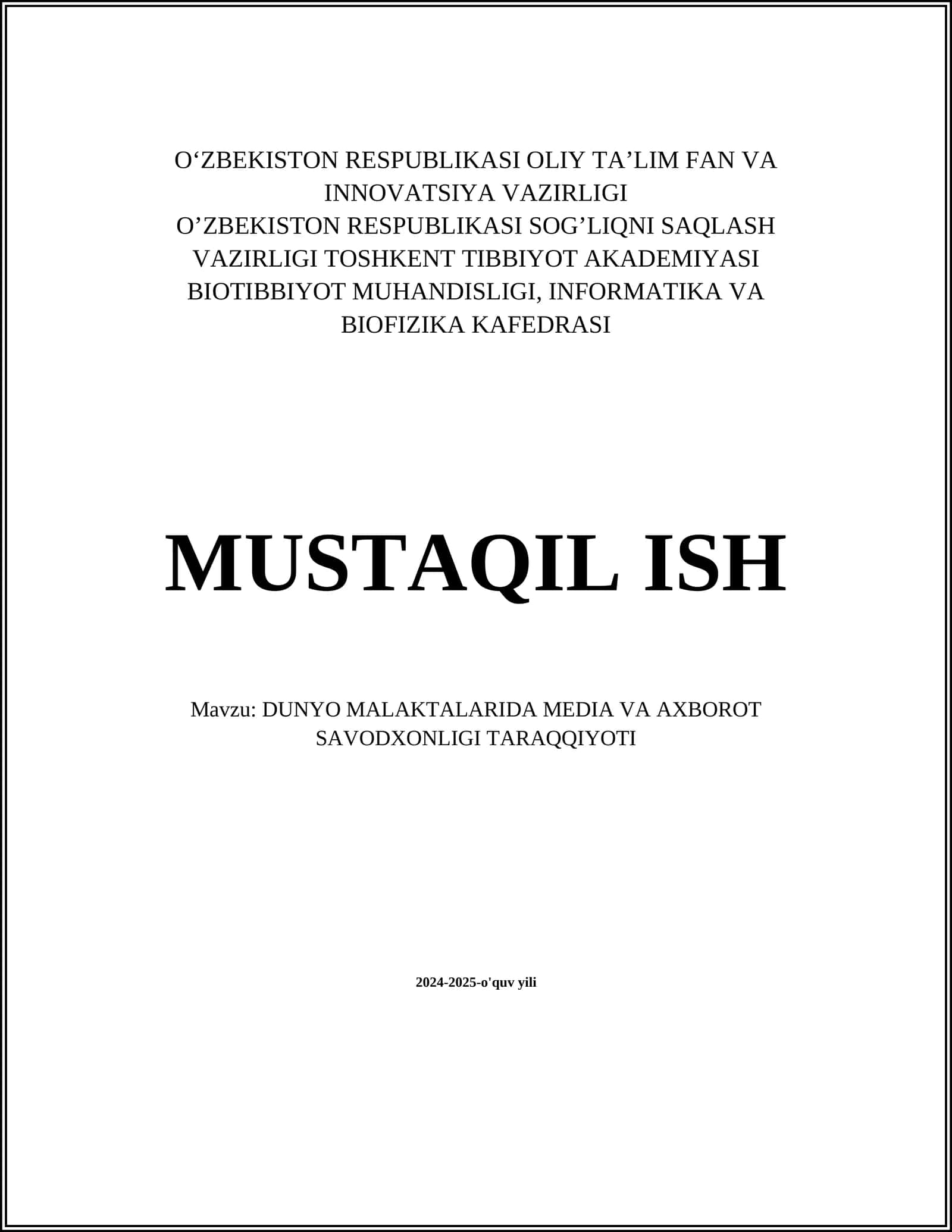 DUNYO MALAKTALARIDA MEDIA VA AXBOROT SAVODXONLIGI TARAQQIYOTI 1