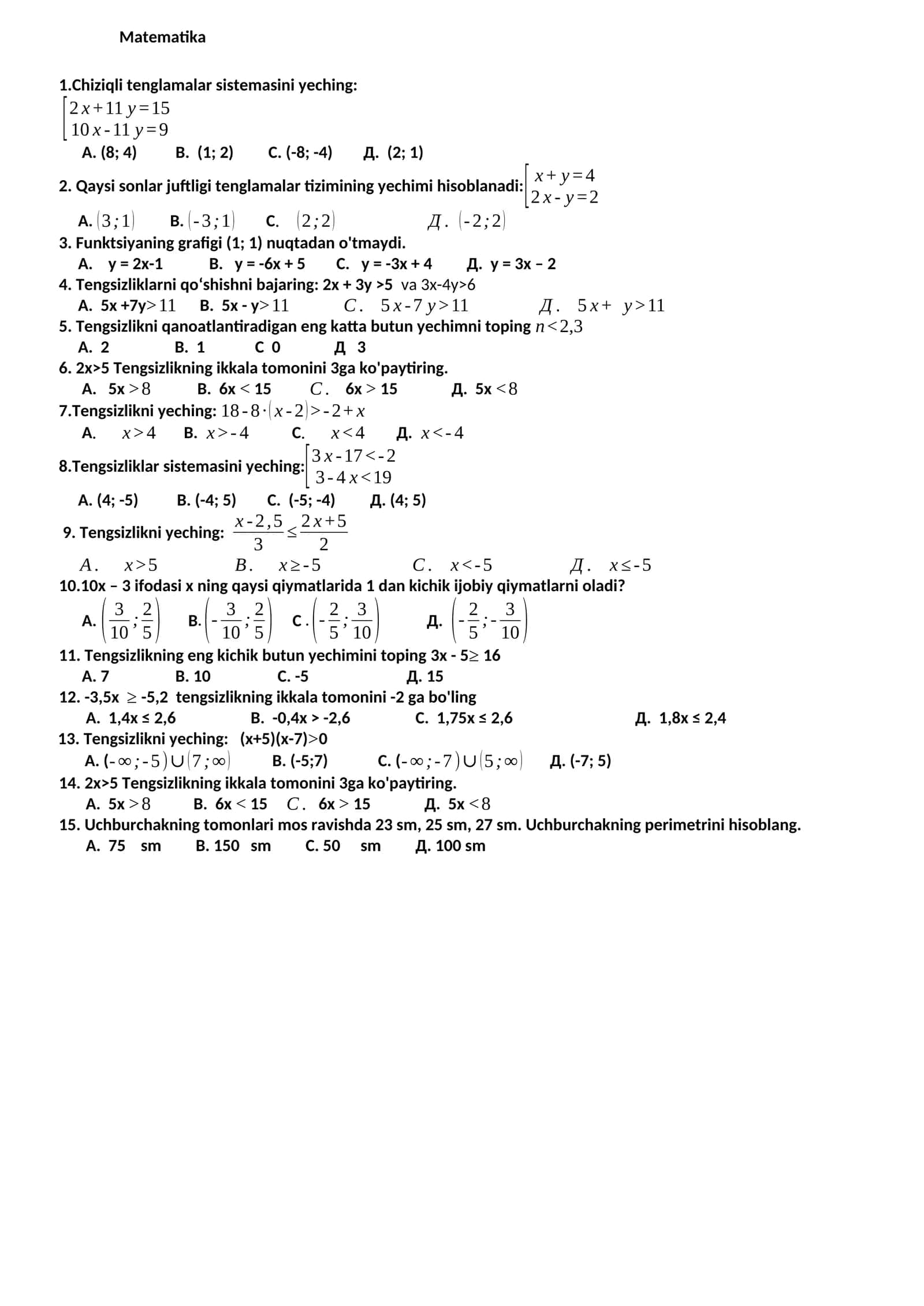 Matematika 1