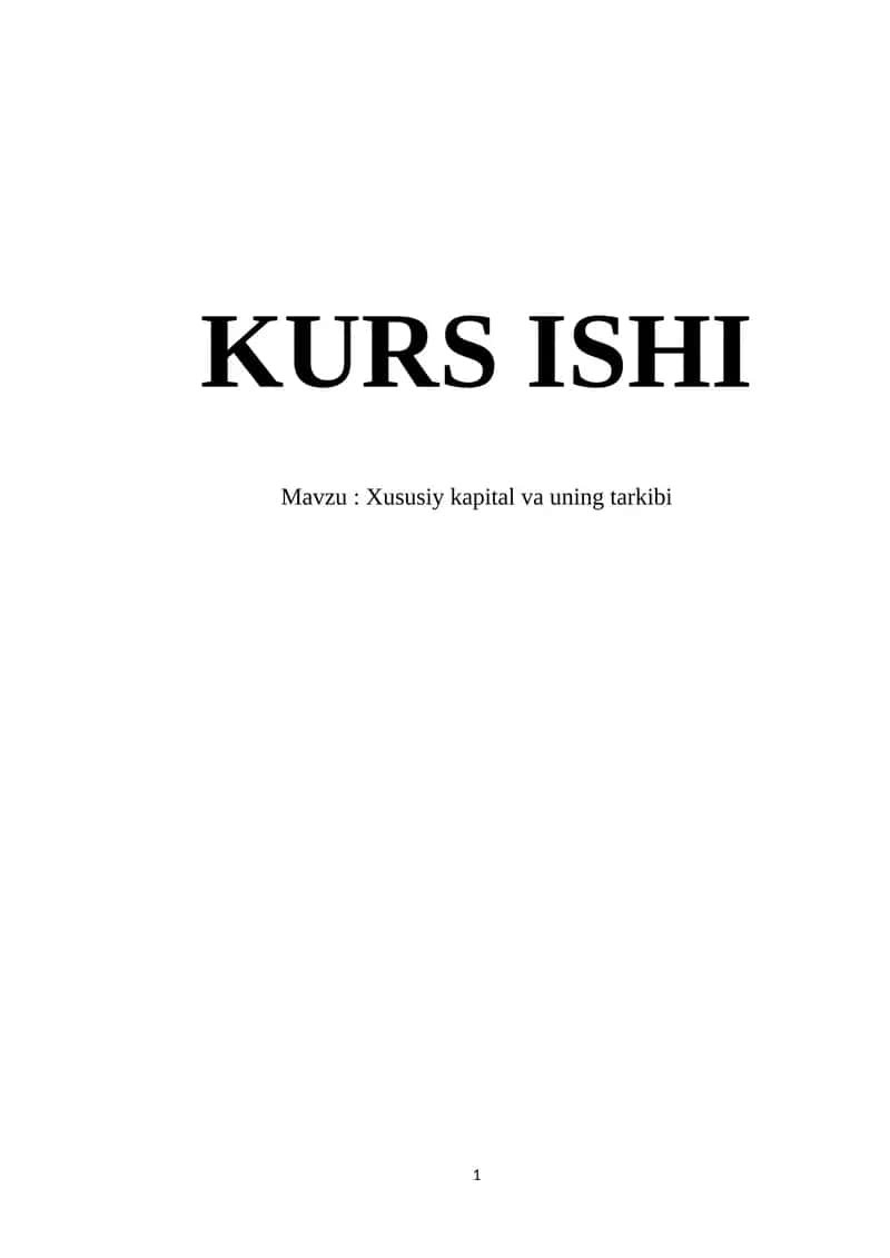 Xususiy kapital va uning tarkibi 1