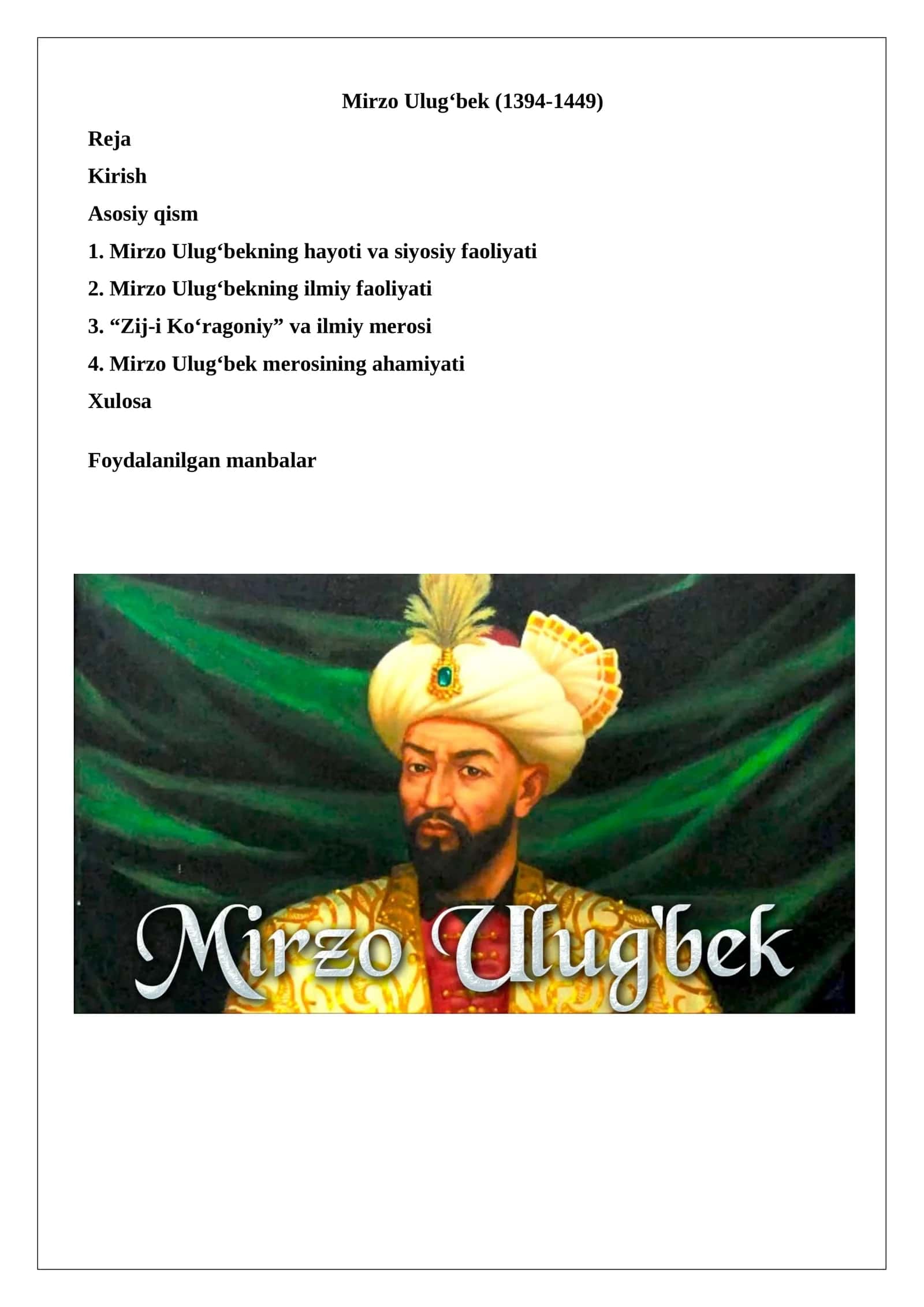 Mirzo Ulug‘bek (1394-1449) 1