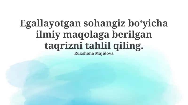 Maqola tavsifi va tadqiqot savoli 1