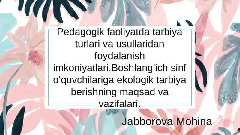Tarbiya faoliyati 1