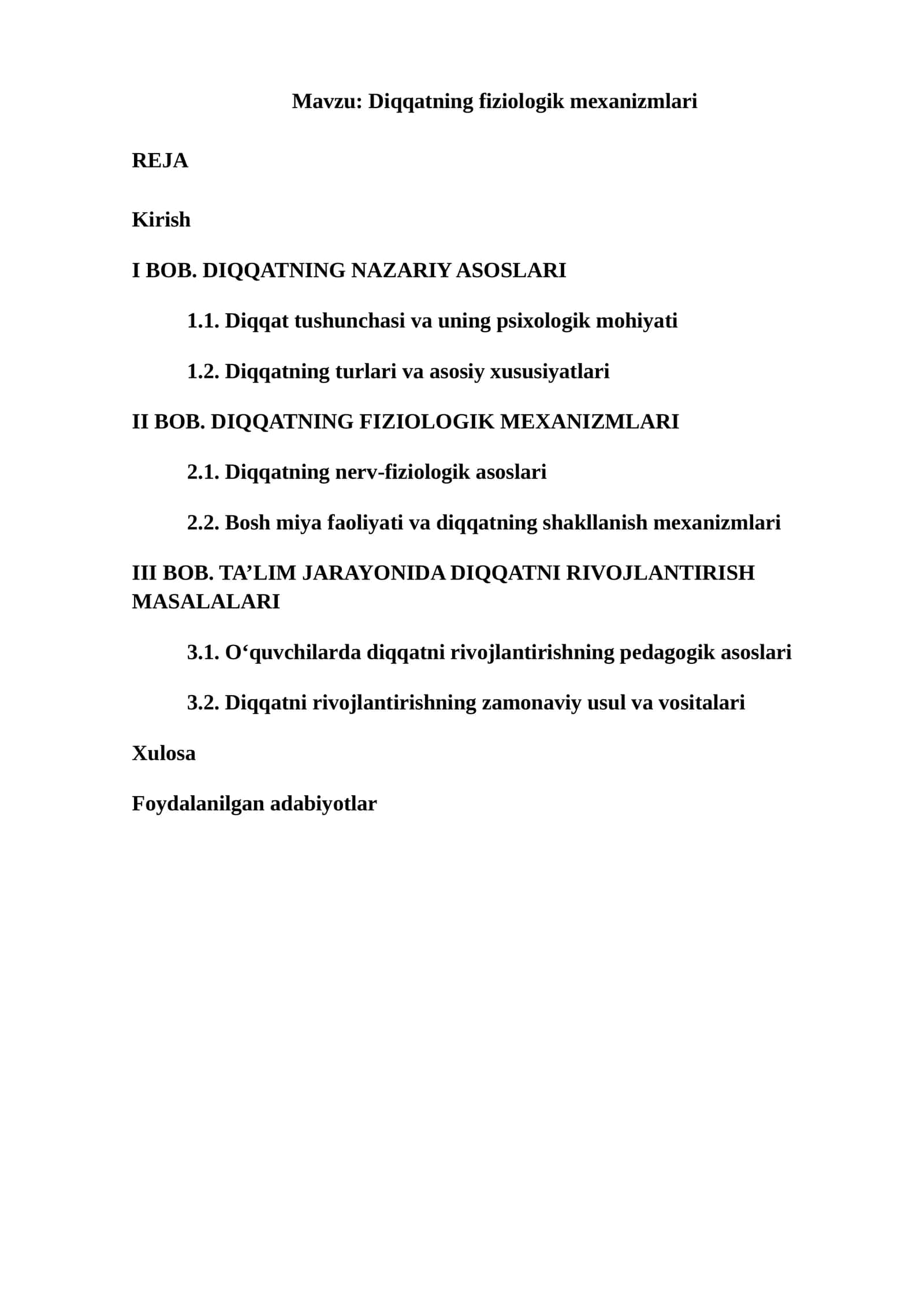 Diqqatning fiziologik mexanizmlari 1