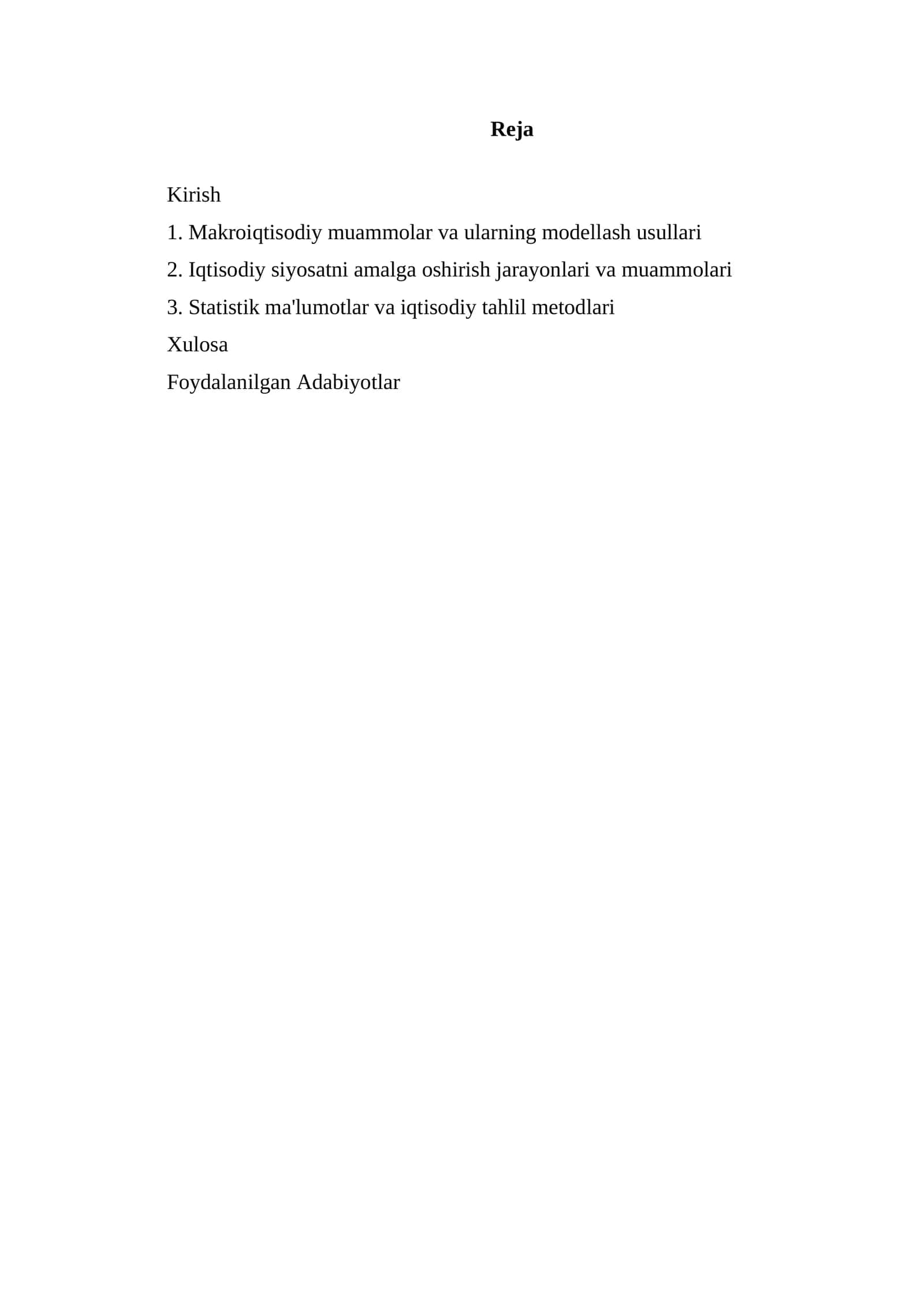 Makroiqtisodiy muammolar va ularning modellash usullari 1