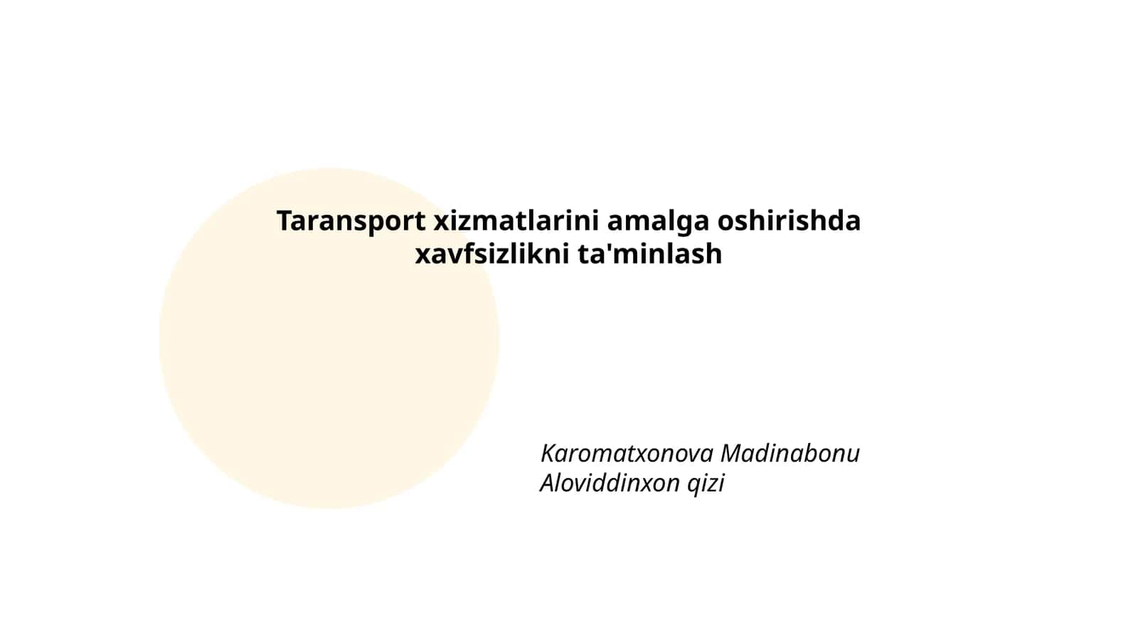 Taransport xizmatlarini amalga oshirishda xavfsizlikni ta'minlash 1