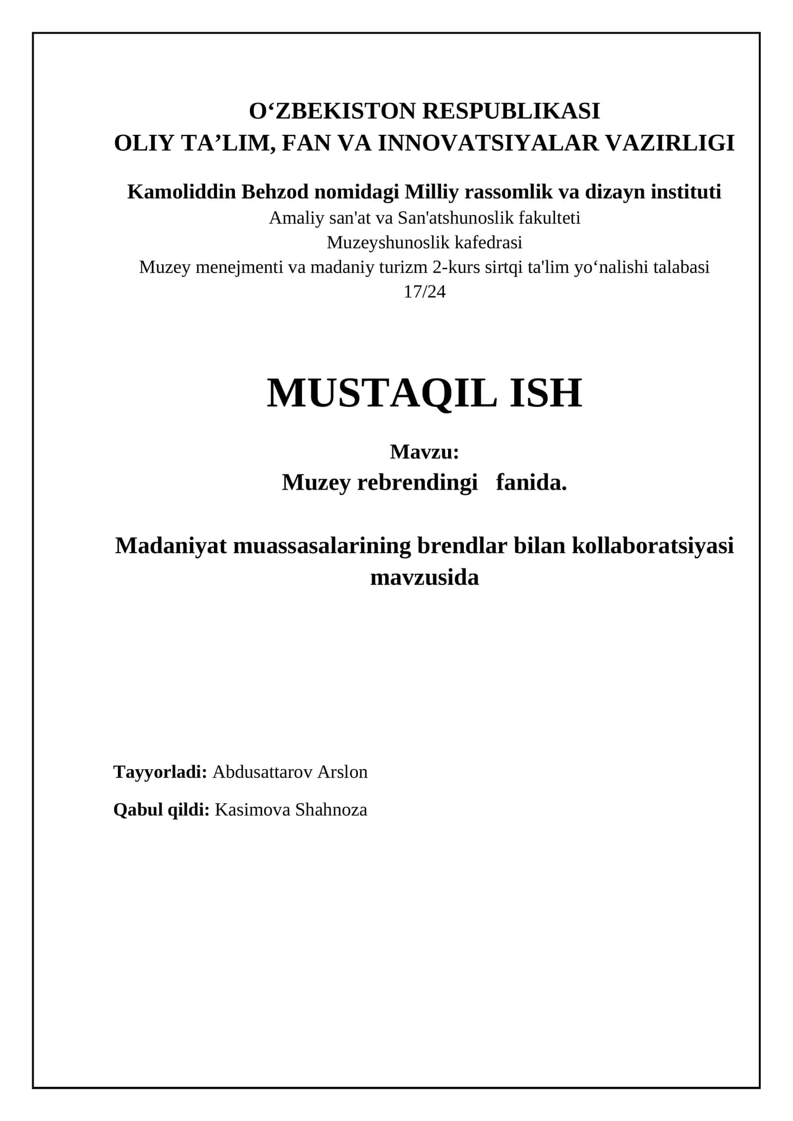 Muzey rebrendingi fanida 1