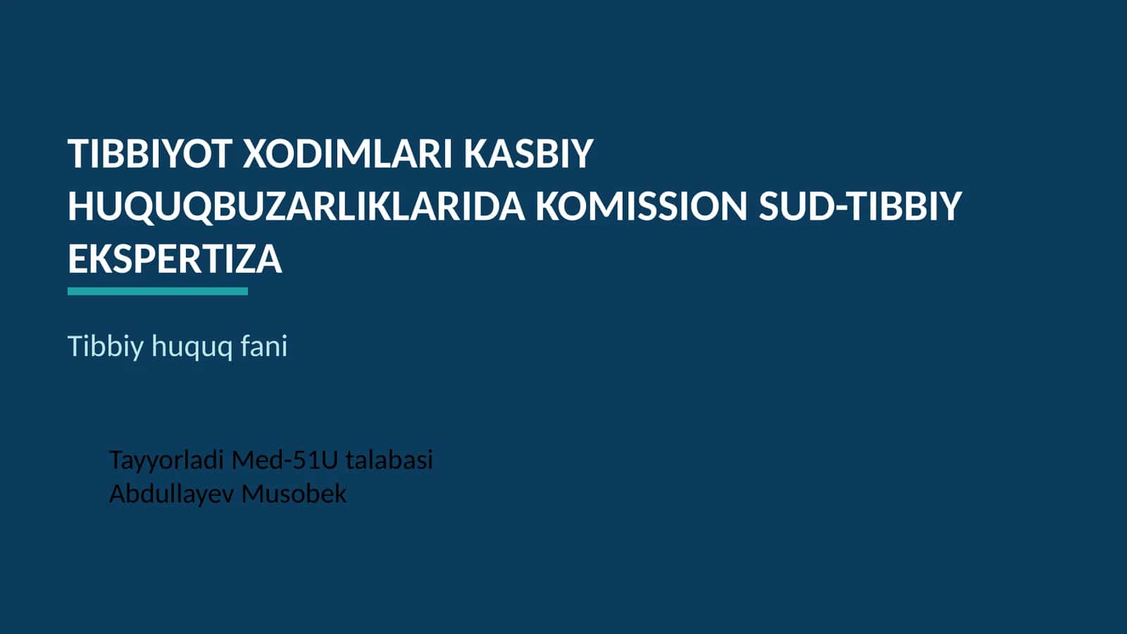 Tibbiyot Xodimlari Kasbiy Huquqbuzarliklarida Komission Sud-Tibbiy Ekspertiza 1